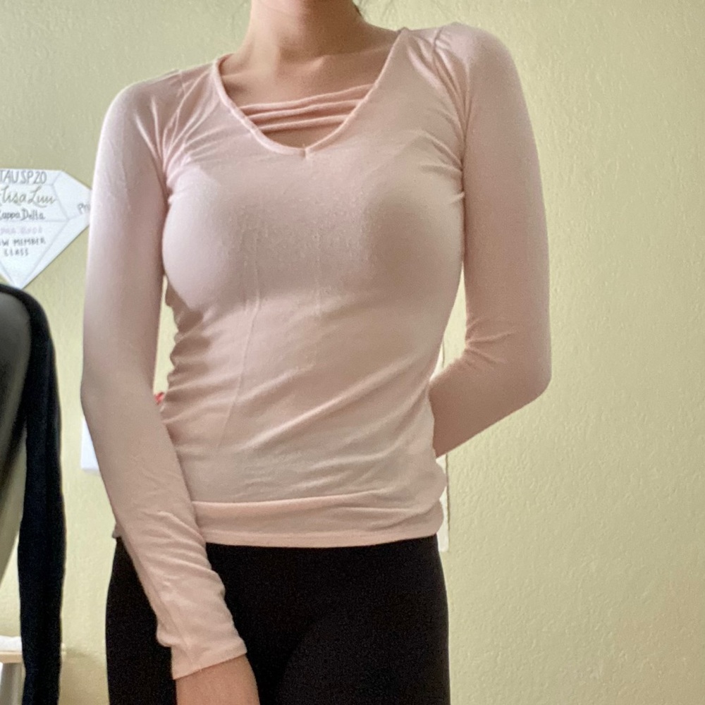 Hollister Strappy Front Light Pink Long Sleeve Top